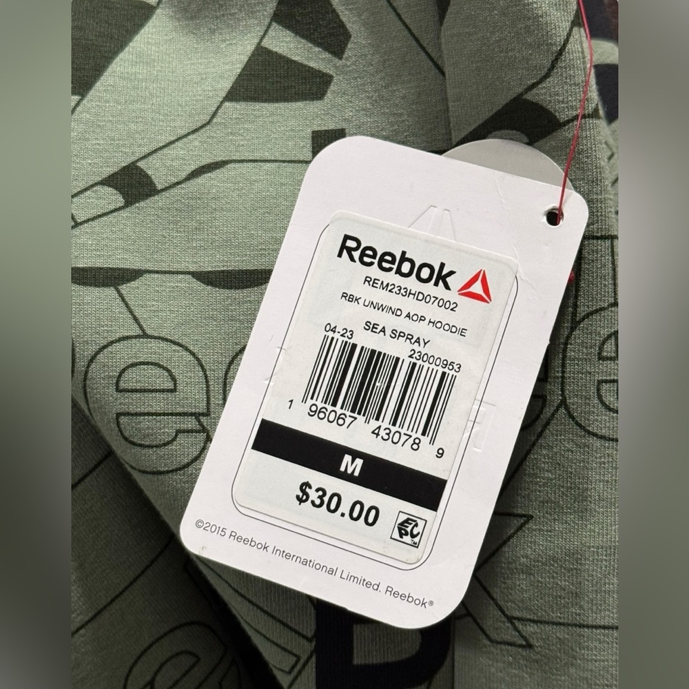 Reebok Men’s Unwind Hoodie Sz M New With Tags. Color is Sea Spray (green) - Picture 9 of 13